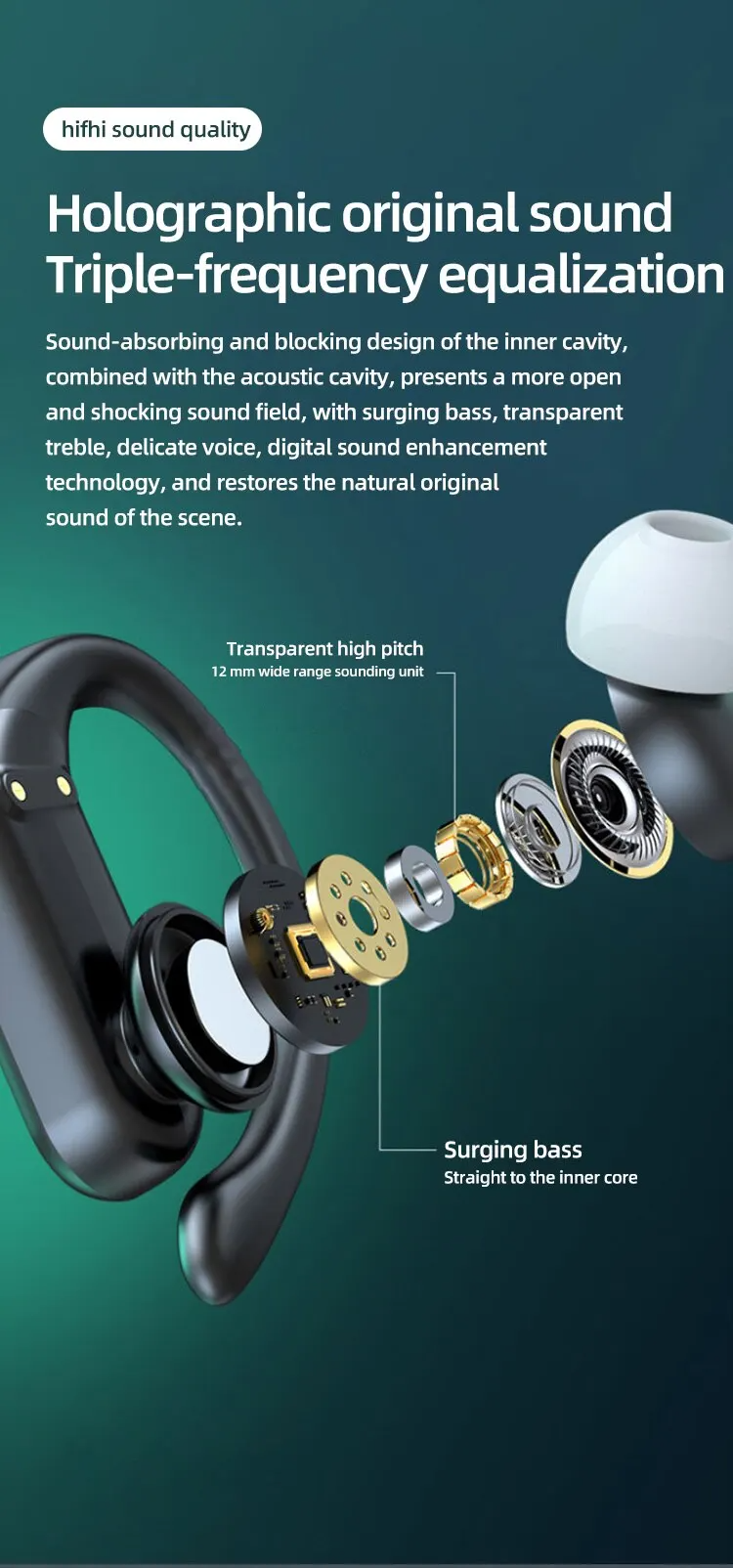 A520 Wireless Bluetooth Headset Touch Light Mini High Quality Earplugs Anti-Sweat HD Sound Quality Stereo Universal Headset