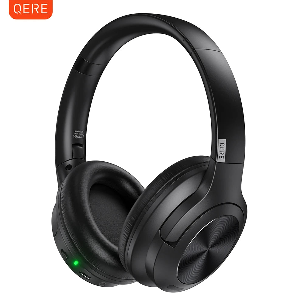 Wireless headphones QERE E80 Earphone bluetooth 5.3 ANC Noise Cancellation Hi-Res Audio Over the Ear Headset 70H 40mm Driver2.4G